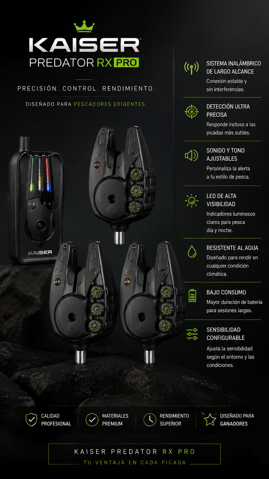 Set de alarmas Kaiser Predator RX Pro con receptor inalámbrico